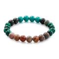 Classic beaded turquoise and natural stone bracelet for men on white background - Multicolor Spliced Natural Stone Style (KB109618-Z)