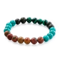 Retro beaded bracelet featuring natural turquoise and colorful round gemstone beads - Multicolor Mixed Natural Stone Style (KB109617-Z)