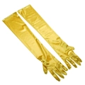 Elegant gold satin long gloves over-the-elbow length for bridal party and formal occasions - One Size / Bright Yellow