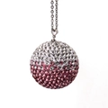 Detail of gradient pink and white crystal ball car pendant with silver chain - Pink Gradient