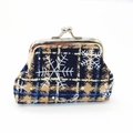 Mini porte-monnaie de Noël à carreaux avec broderie flocon et fermoir métallique - Marron