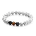 Pulsera de cuentas de ónix negro mate de 8mm con piedra blanca y ojo de tigre - Estilo de Onix Negro Mate con Turquesa Blanca (KB109664-Z)
