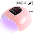 Mini lámpara de uñas UV LED rosa 54W con 18 LED, pantalla LCD y tres ajustes de tiempo - Estilo A (54W/18 LEDs 30S/60S/99S Temporizador)
