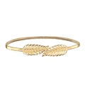 Elegant gold leaf buckle elastic metal skinny belt for sweaters and dresses - Gold-Leaf Buckle