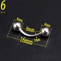 Macro view of 4mm ball curved barbell piercing in polished stainless steel with dimensions - Curved Barbell/Ball/4mm