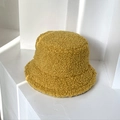 Ginger yellow sherpa bucket hat for women with cozy plush texture and minimalist design - M (56-58cm) / Yellow