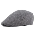 Grey herringbone tweed newsboy cap for men featuring premium vintage wool texture - 58cm / Light Gray