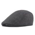 Dark grey herringbone flat cap for men with premium wool tweed texture in a vintage style - 58cm / Dark Gray