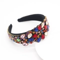 Luxury Baroque wide headband with colorful rhinestones and crystals on black fabric - Style B/Heavy Rhinestone Inlay