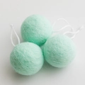 Three mint green wool felt ball ornaments with hanging strings for DIY Christmas decor - Plain Felt Ball (No. 12)