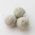 Set of three handmade grey wool felt balls with hanging strings for Christmas decor - Plain Felt Ball (No. 10)