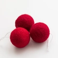 Three red wool felt balls for DIY Christmas tree hanging decorations with white strings - Plain Felt Ball (No. 11)