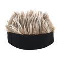 Berretto docker retrò senza tesa con parrucca marrone chiaro per look cosplay - M (56-58cm) / Cappello Nero + Parrucca Caffè