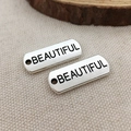 Rectangle antique silver alloy charms with BEAUTIFUL engraving for DIY jewelry making - BEAUTIFUL