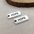 Silver rectangular metal charms engraved with HOPE for DIY jewelry making - HOPE
