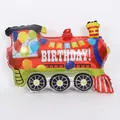 Dettaglio palloncino treno rosso Happy Birthday sgonfio, dimensioni 72x60cm festa - Treno rosso medio