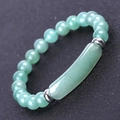 Green aventurine gemstone bead bracelet with stainless steel bar and metallic spacers - Green Aventurine