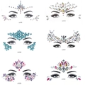 Set of 6 adhesive facial rhinestone stickers in various colorful wing and crown designs - Set 05