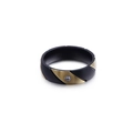 Anillo bicolor de acero negro mate y oro escarchado con una pequeña piedra de circón - US 7 / Negro & Oro (KR83029-KGC)