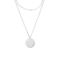 Collana a doppio strato in acciaio inossidabile argento con pendente tondo semplice - Color Acciaio