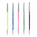 5-delige dubbelzijdige nail art penselenset met glitterhandvaten en dotting tools - Double Ended Dotting Line Style