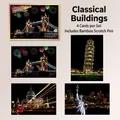 Classic architecture scratch art postcard set with four global landmarks and tools - Classic Architecture Series