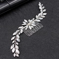 Pettine per capelli da sposa in argento con strass marquise e design a foglia di vite - Argento