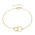 Bracciale minimalista in acciaio inossidabile dorato con cerchi intrecciati martellati - Oro