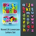 26 multi-colored lowercase magnetic letters in a transparent storage box - 26 Lowercase Letters (Small Box)