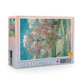 Mini 1000 pieces puzzle box showing artistic pattern for ages 8 plus in white finish - Blooming Peach Blossoms (66-009)