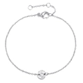 Pulsera minimalista de acero inoxidable con colgante redondo martillado y cadena - Color Acero