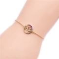 Golden Tree of Life bracelet with colorful cubic zirconia stones and box chain style - Box Chain / Gold