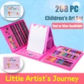 Pink 208-piece children's art set featuring a foldable easel and complete drawing tools - 208 Pieces Set / Pink