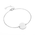 Bracciale minimalista in acciaio inossidabile argento con ciondolo tondo incidibile e regolabile - Color Acciaio