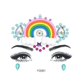 Luminous rainbow face jewels with white clouds and crystals for festive party makeup Y0081 - Rainbow Star Style (Y0081)