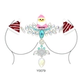 Luminous Santa Claus resin chest jewels set with pink gems and snowflake sequins for parties - Pink Christmas Decoration Style (Y0079)