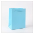 Vertical light blue paper gift bag with matching rope handles on white background - 42*31*12cm / Light Blue