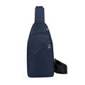 Dunkelblaue Nylon-Brusttasche mit verstellbarem Riemen und Metall-Kopfhöreranschluss - Blau