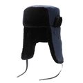 Gorro Ushanka de invierno azul oscuro con forro de piel sintética y orejeras - Azul con piel negra