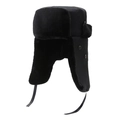 Gorro ushanka negro de invierno con forro de piel sintética y exterior de nailon - Negro