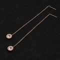 Rose gold chain earrings with roman numeral rings and clear crystal inlays - Roman Numeral Zircon (8332)