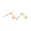 Pair of gold-plated S925 sterling silver bar stud earrings with loop for DIY jewelry making - 2*10mm/1 Pair / Gold