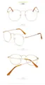 Montura de gafas geométrica redonda de metal dorado para hombres y mujeres - Dorado