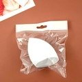 White teardrop makeup sponge applicator in clear hanging packaging for precision blending - Beveled Shape (Individual Bag) / Blue