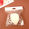 Beige teardrop beauty sponge blender in a clear individual plastic pouch - Beveled Shape (Individual Bag) / Nude