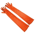 Elegant bright orange long satin gloves over the elbow for weddings and parties - One Size / Orange Red