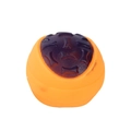 Durable orange and purple squeaky pet ball toy with textured surface for dog dental care - Yellow