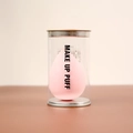 Esponja de maquillaje rosa en forma de gota en envase transparente con tapa plateada - Forma Gota de Agua (Empaque Cilindro) / Rosa