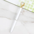 Stylo à bille en métal blanc avec grand diamant en cristal et finitions dorées - Stylo Diamant Lumineux 1.0 / Blanc