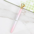 Stylo à bille dégradé rose et blanc orné d'un grand diamant en cristal brillant - Stylo Diamant Lumineux 1.0 / Rose Clair Dégradé